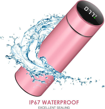 Smart LED Temperature Display Water Bottle – 500ML Stainless Steel Insulated Flask - Draw Bot Kids