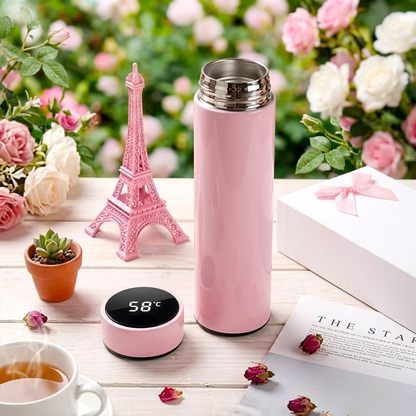 Smart LED Temperature Display Water Bottle – 500ML Stainless Steel Insulated Flask - Draw Bot Kids