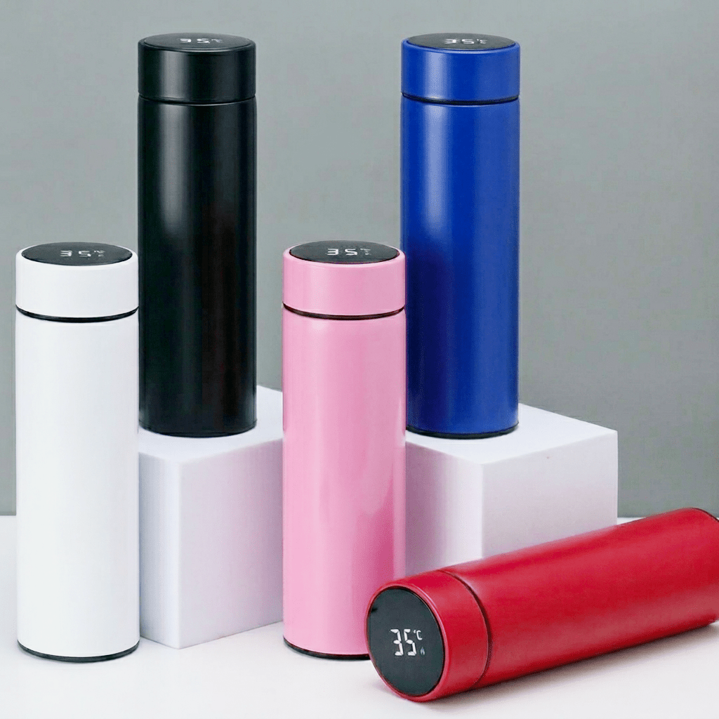Smart LED Temperature Display Water Bottle – 500ML Stainless Steel Insulated Flask - Draw Bot Kids