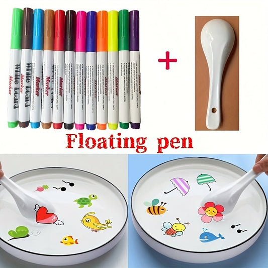 Magic Floating Ink Pens – Water Drawing Marker Set (8/12 PCS) | Fun Kids Art Toy - Draw Bot Kids